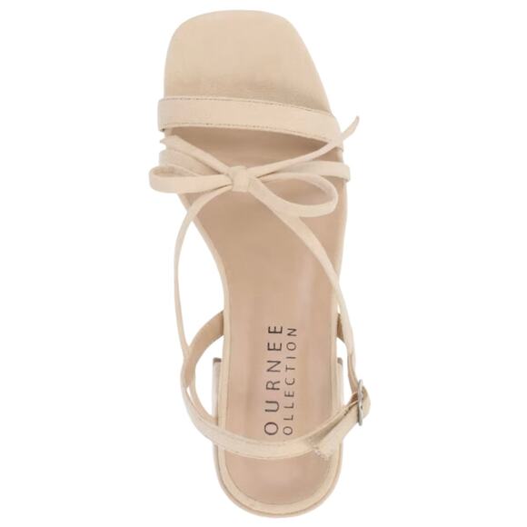 Journee Women's Amity Bow Detail Strappy Block Heel Sandals Beige Size 11 - Picture 4 of 5